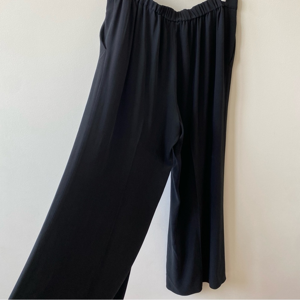 Eileen Fisher 100% Silk Black Wide Leg Women's Pants Size Large